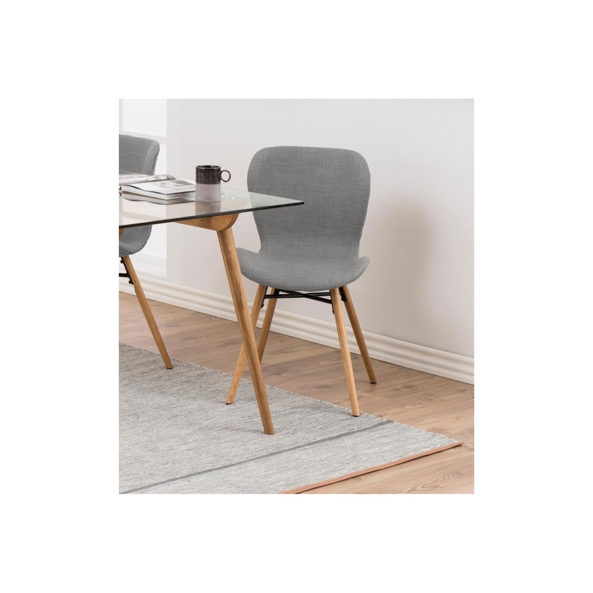 Chaises tissu et bois chêne (lot de 2) - MATILDA gris clair, HELLIN, DEPUIS 1862