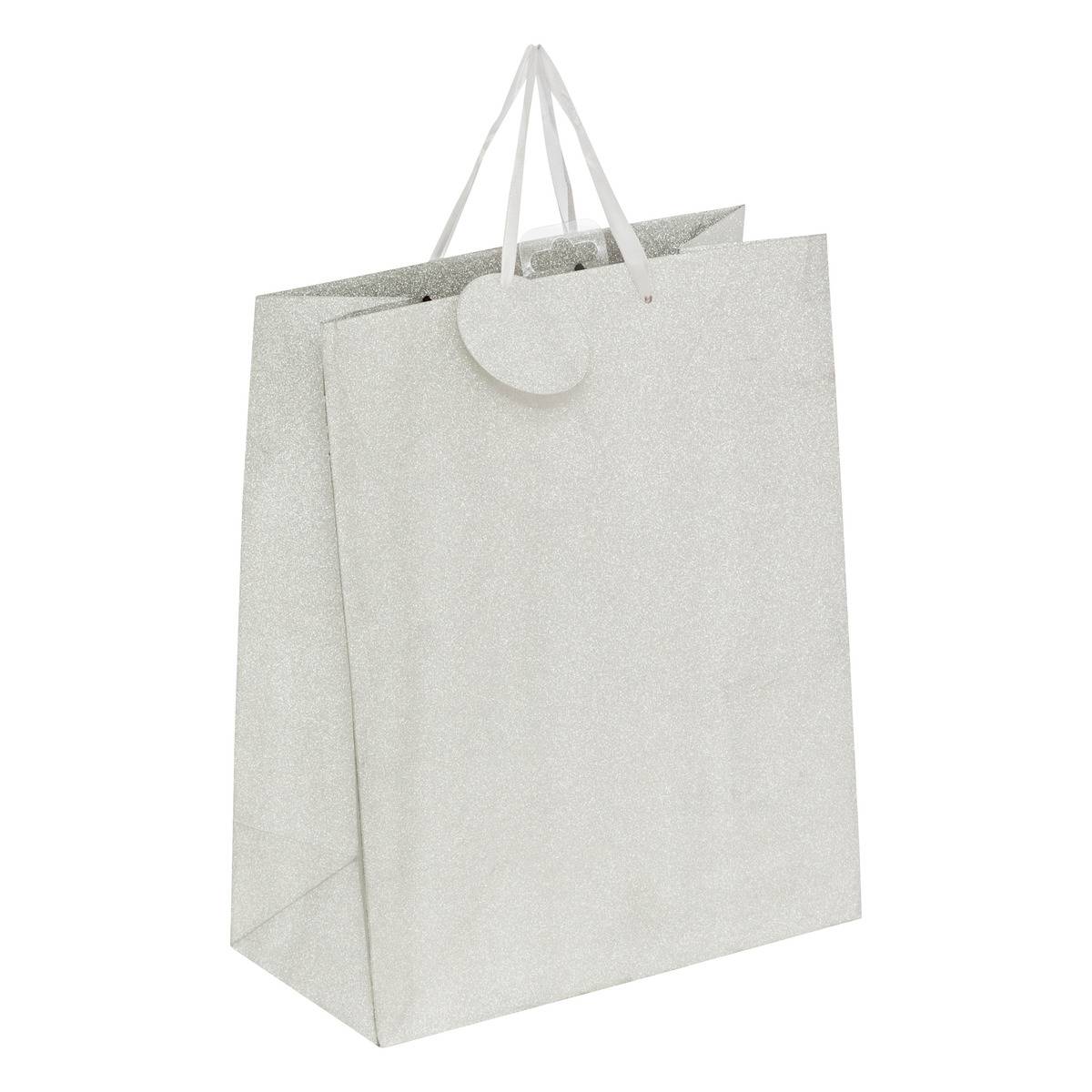 Sac cadeau paillettes taille moyenne rouge argent, ATMOSPHERA