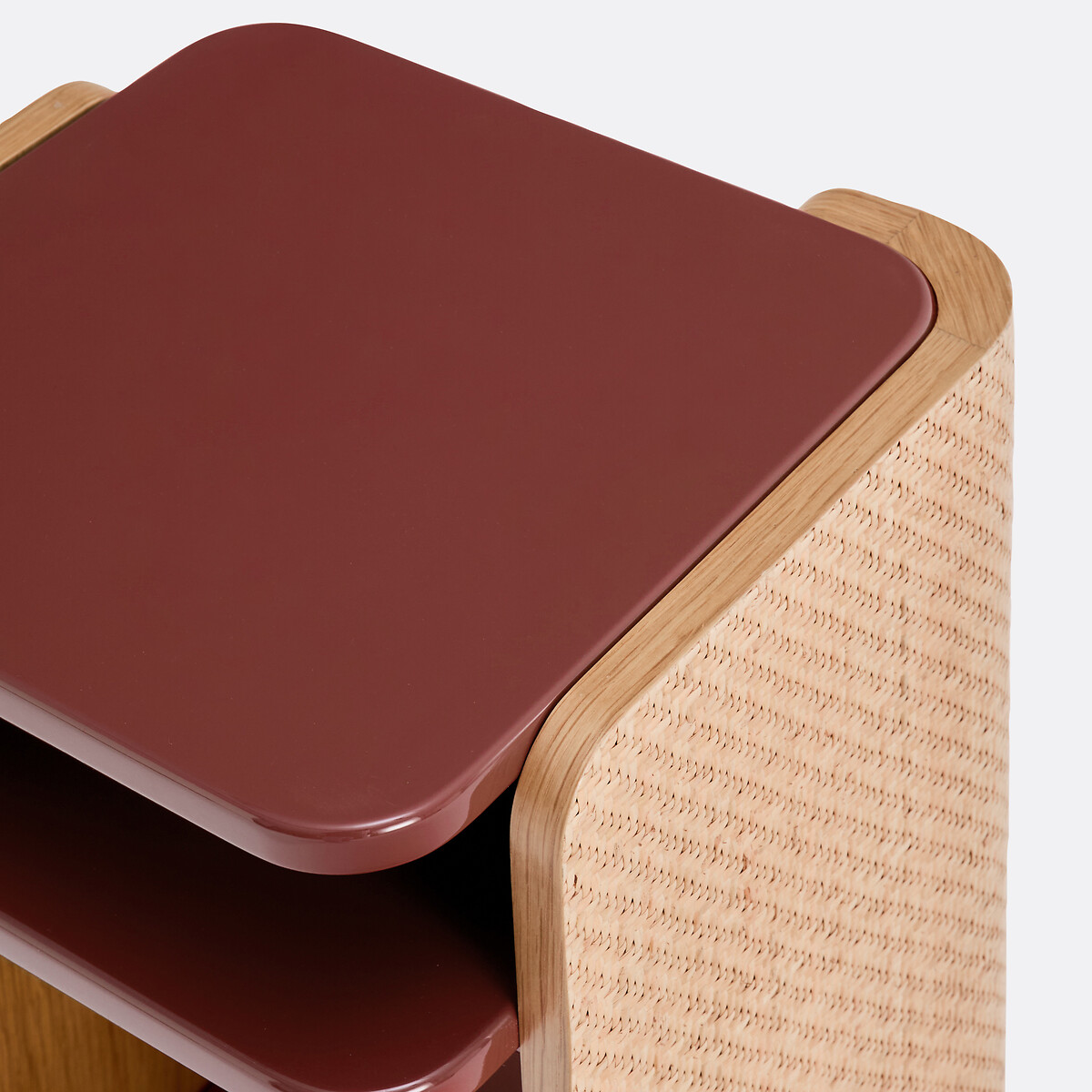 Chevet cannage et double plateau laqué, TALMA bordeaux, LA REDOUTE INTERIEURS