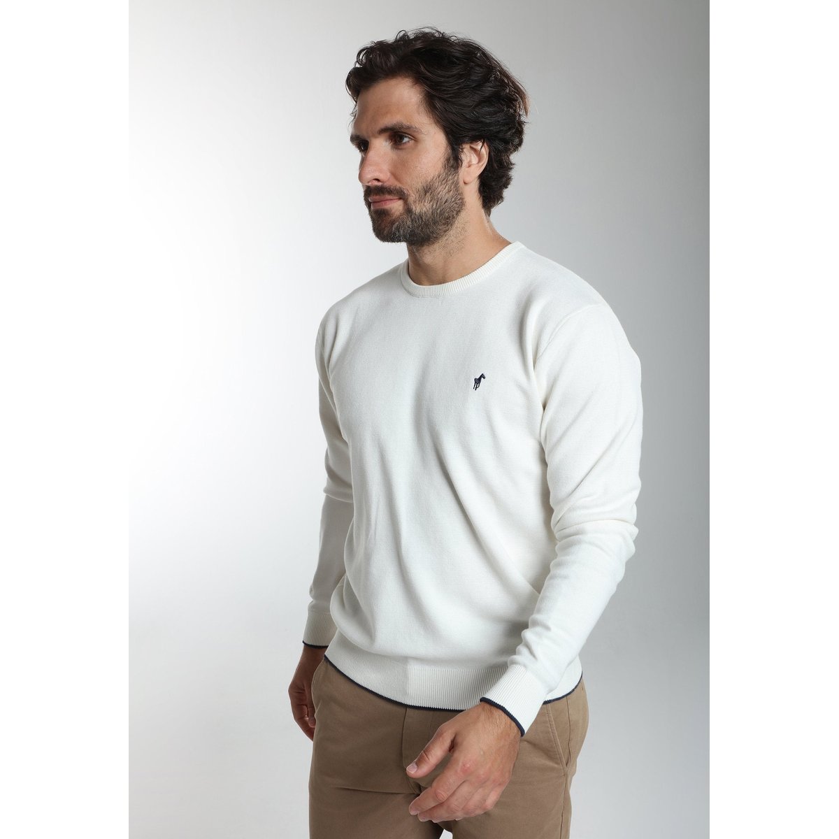 Pull col rond en coton MAXENCE blanc, GENTLEMAN FARMER