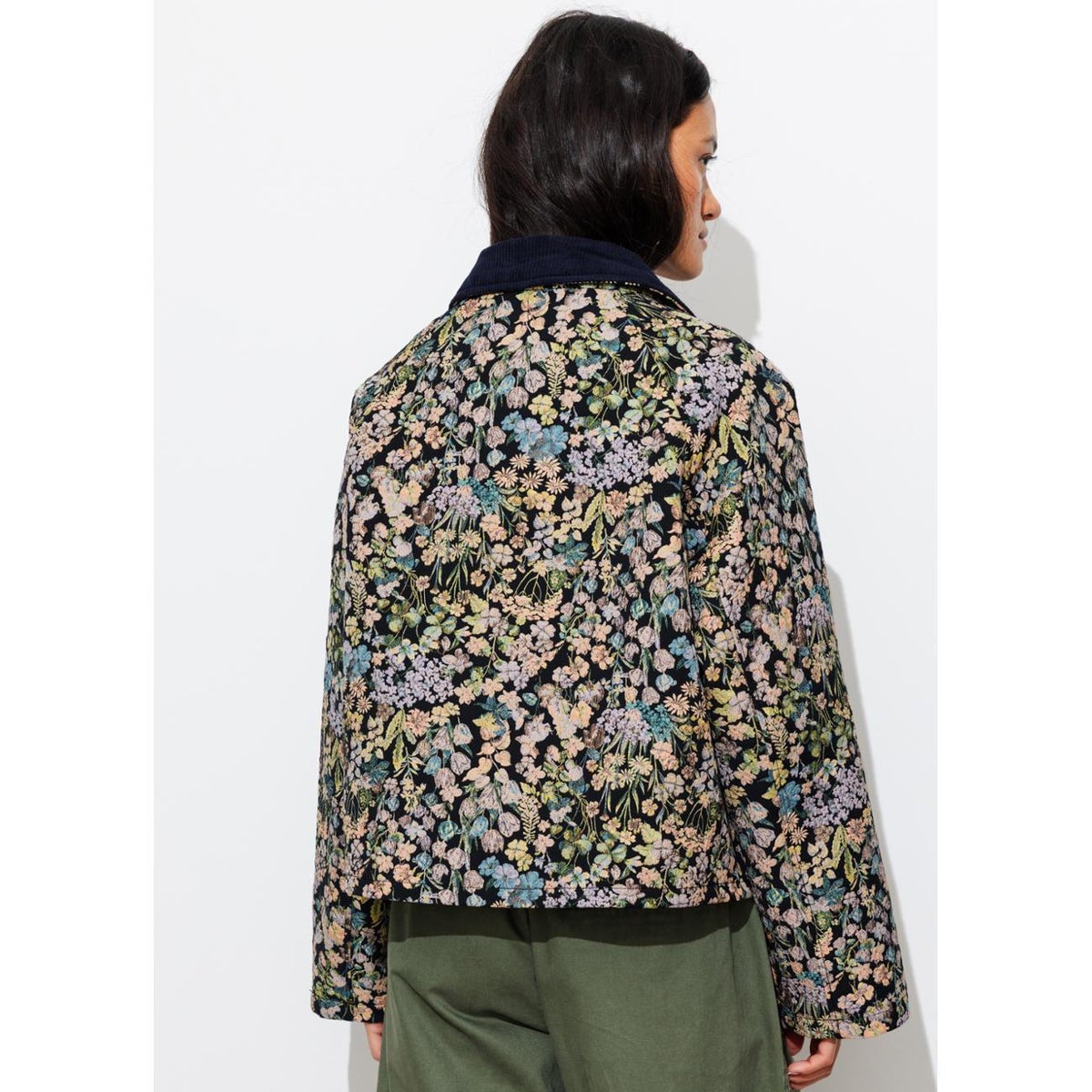Veste courte jacquard fleurs imprimé multicolore, PROMOD