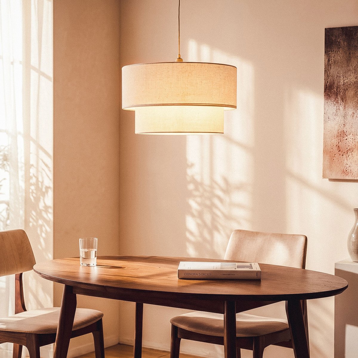 Suspension ronde en lin  45cm- PUNTA beige, DRAWER