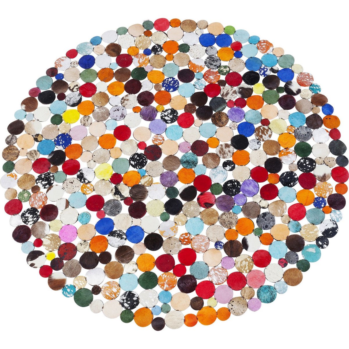Tapis rond patchwork en cuir, CIRCLE multicolore, KARE DESIGN