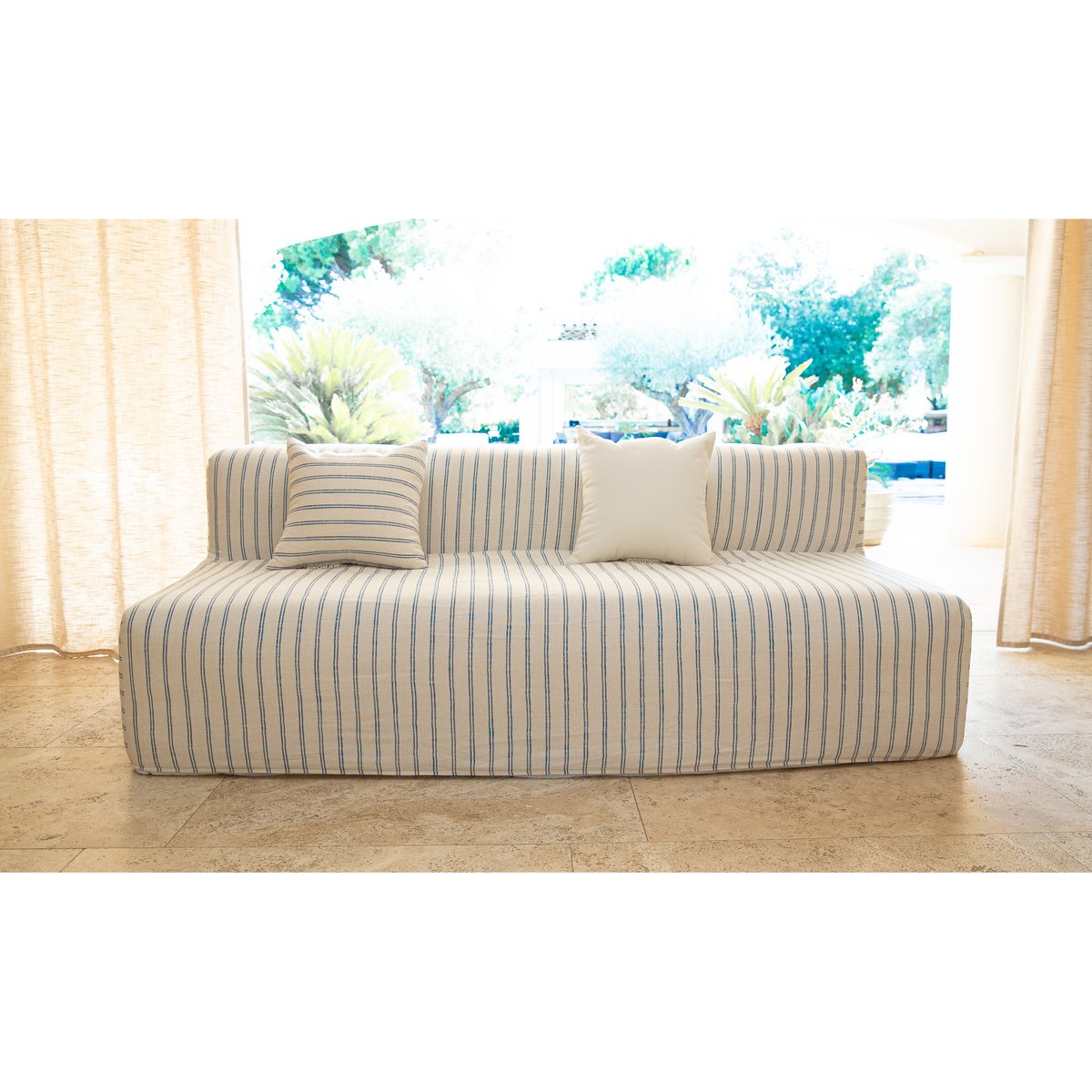 Banquette modulable en lin, déhoussable blanc, MX HOME