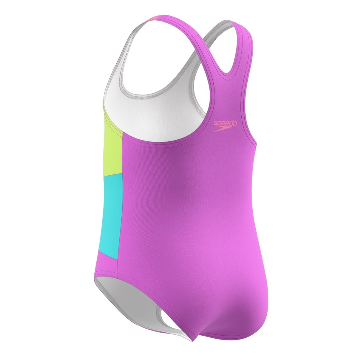 Maillot de bain 1 pièce dos nageur motif/style blocs de couleurs RADIATING SPLICE bleu / vert / rose, SPEEDO