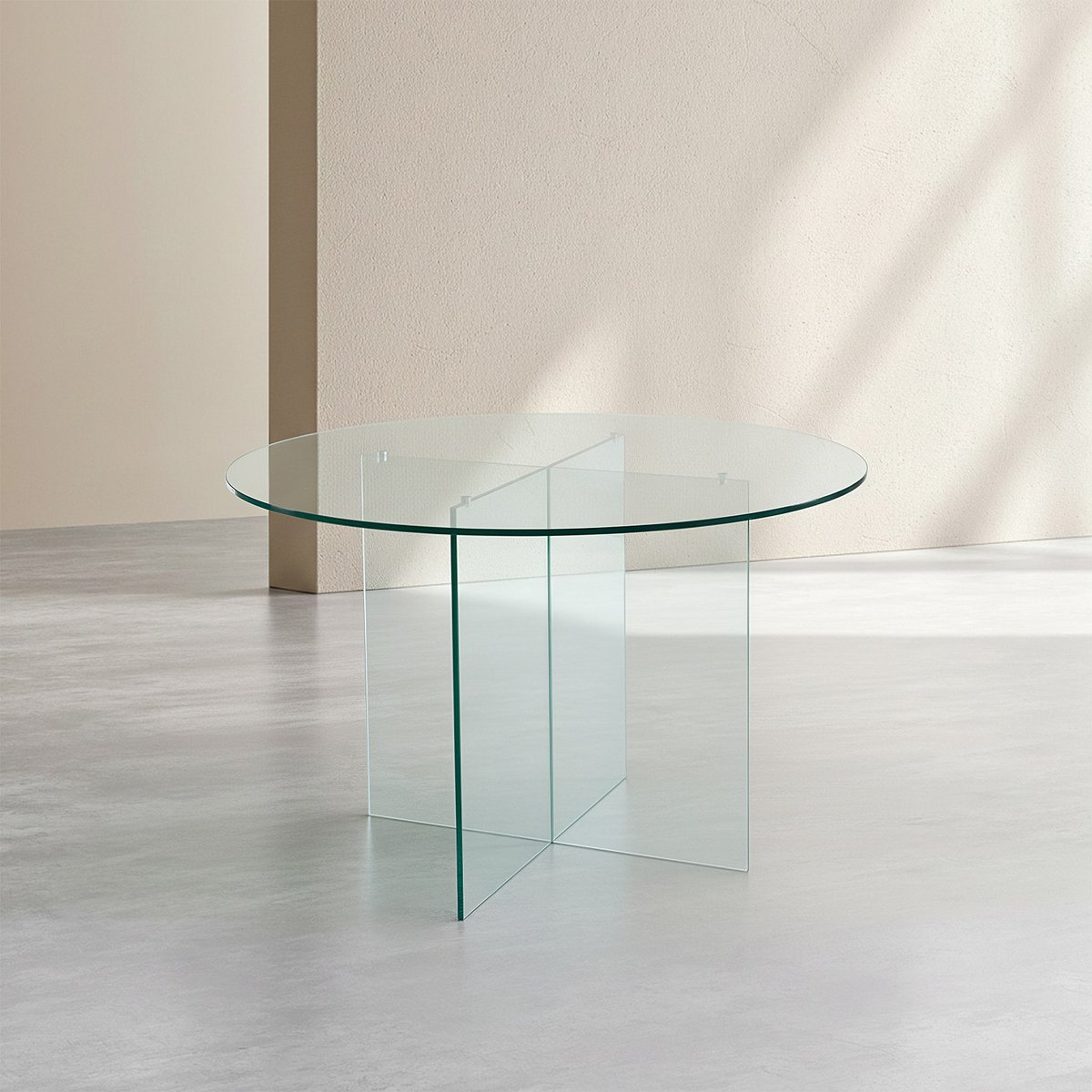 Table ronde en verre trempé FICHET transparent, HABITAT