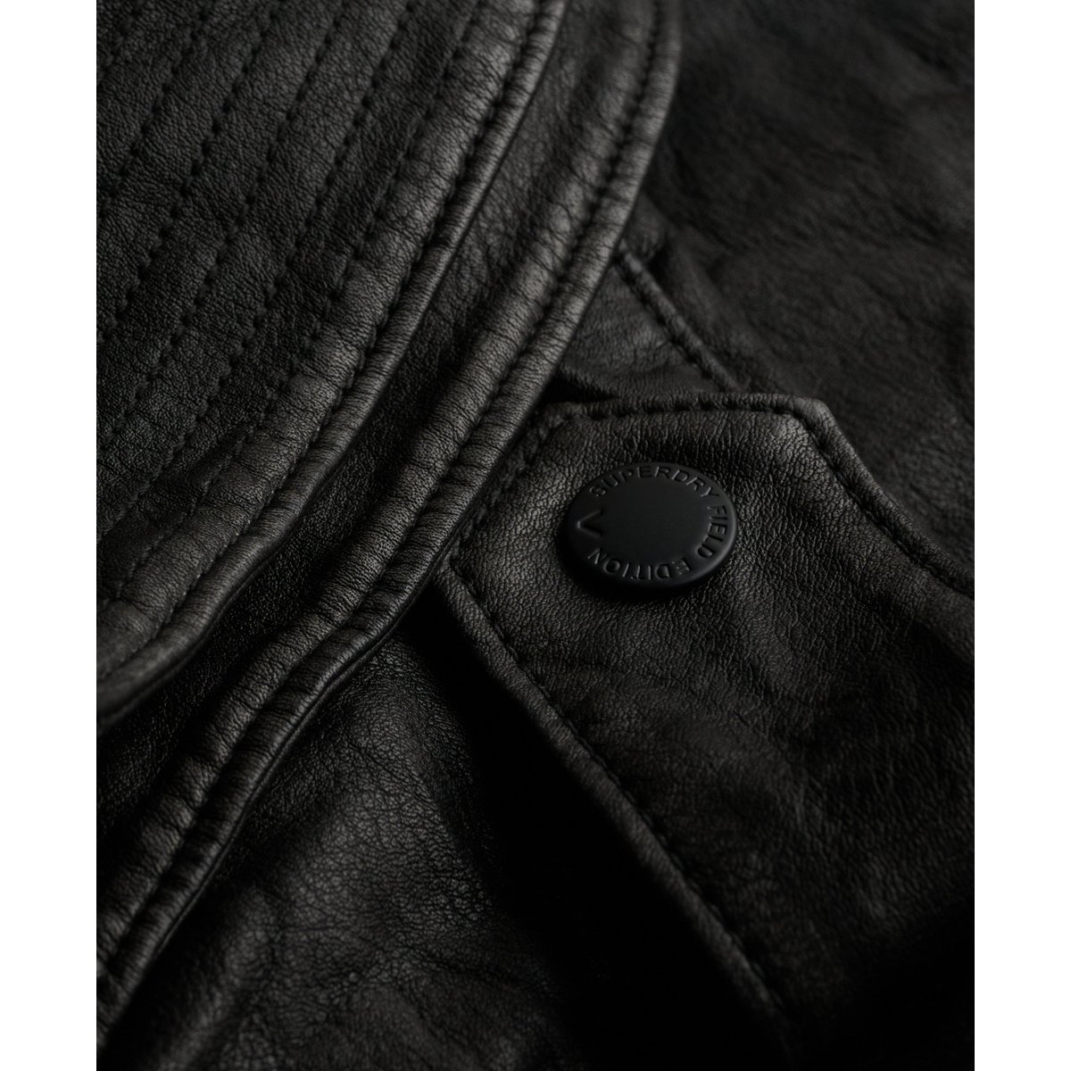 Veste Brad Faux Cuir Militaire Coupe Décontractée noir, SUPERDRY