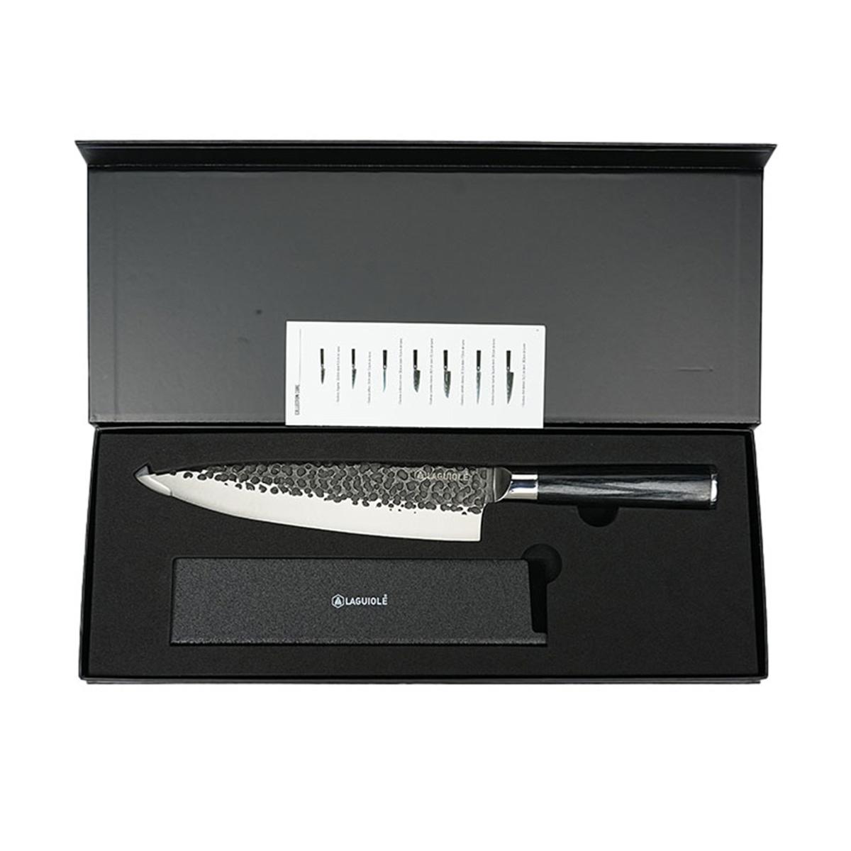 Couteau de chef noir 34cm avec étui - "Sen" couleur unique, LAGUIOLE CUISSON