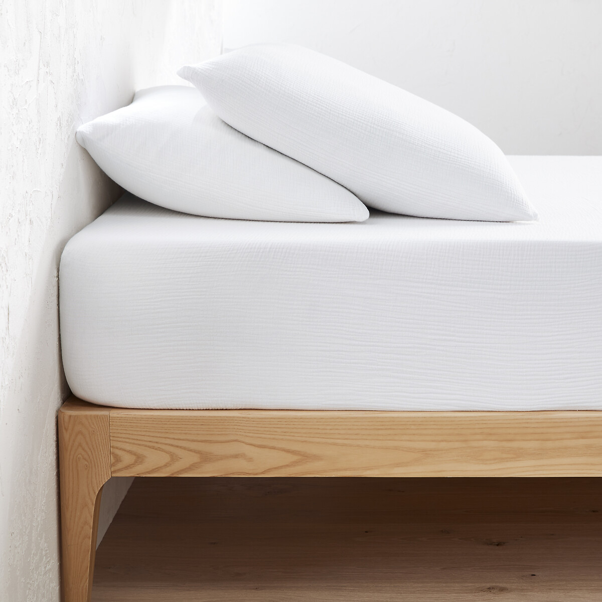 Drap-housse uni gaze de coton bonnet 30cm, Kumla blanc, LA REDOUTE INTERIEURS