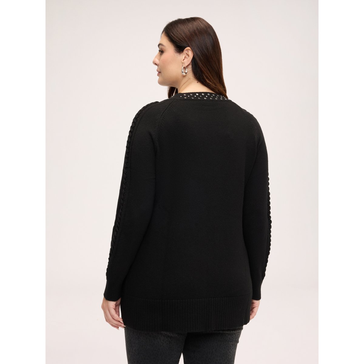 Pull avec applications de strass noir, FIORELLA RUBINO