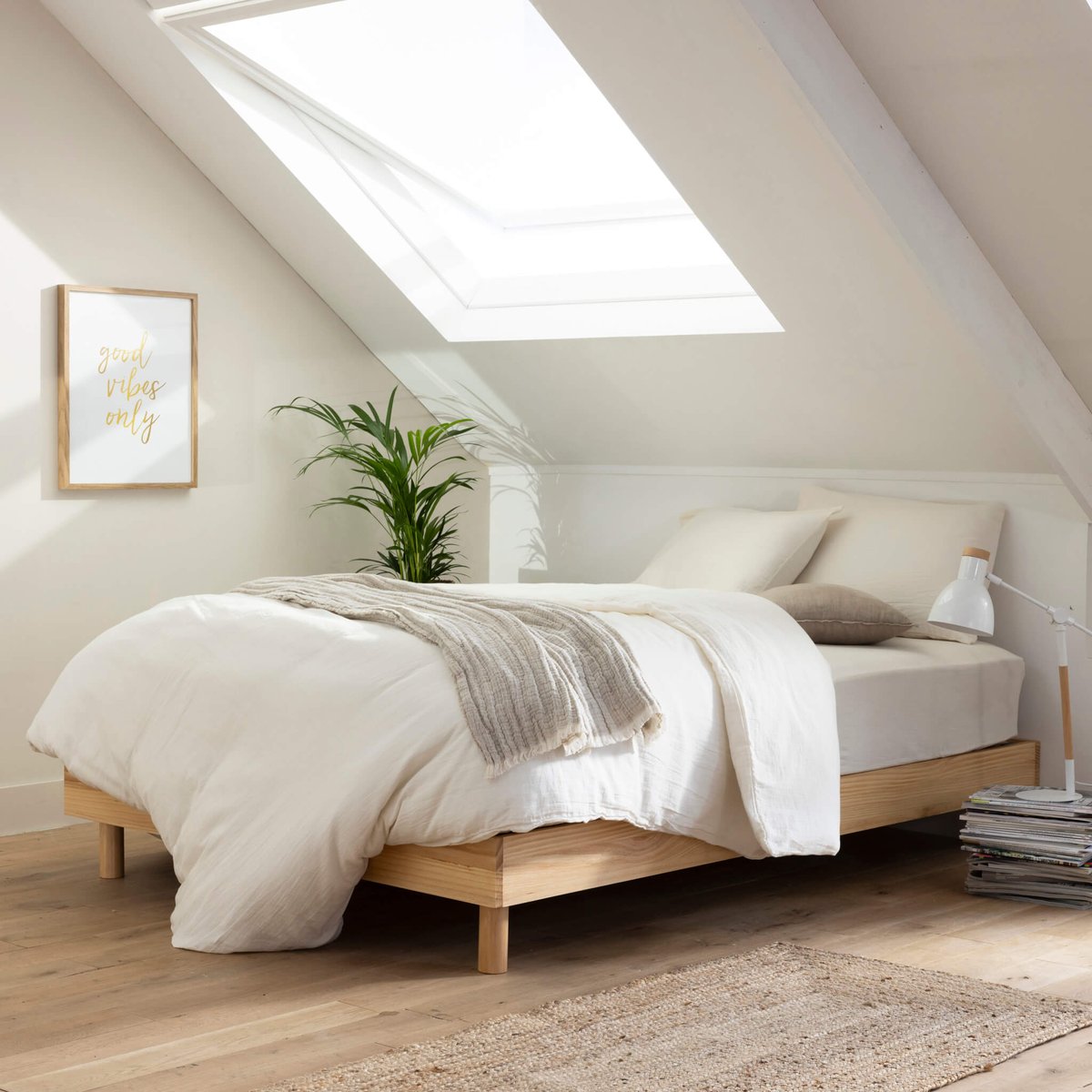 Sommier kit en bois massif bois clair, TERRE DE NUIT