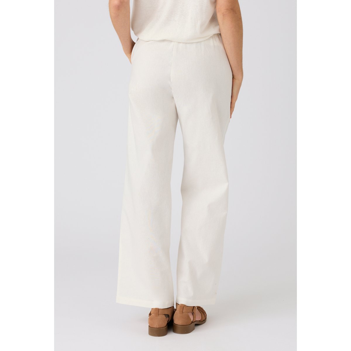 Pantalon mélange lin et coton blanc, DAMART