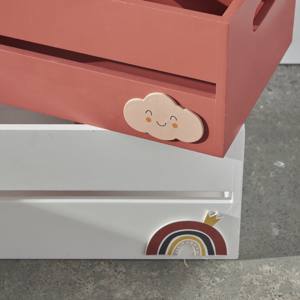 Lot de 3 caisses LA TETE DANS LES NUAGES rose, FACTORY