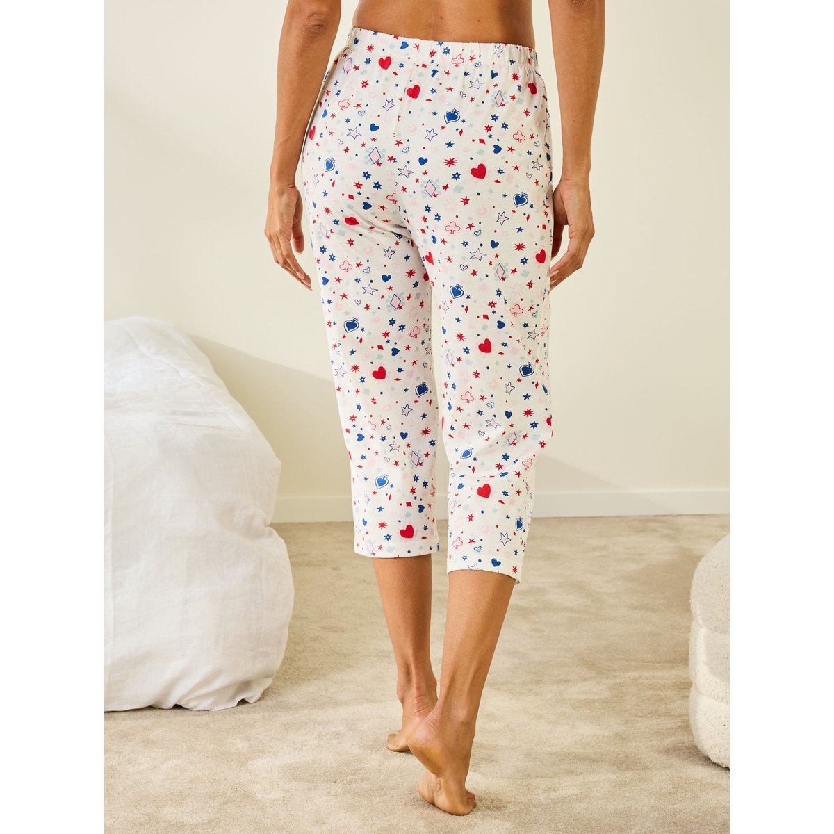 Pantacourt de pyjama femme imprimé blanc, DAXON