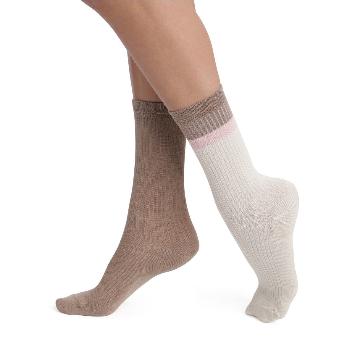 Lot de 2 paires de mi-chaussettes Modal Fancy crème, DIM
