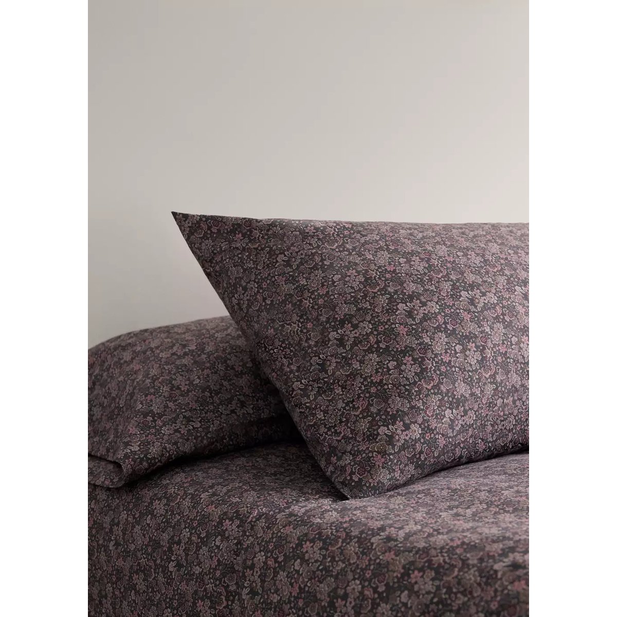 Taie d’oreiller 100 % coton floral 50 x 75 cm prune, MANGO HOME