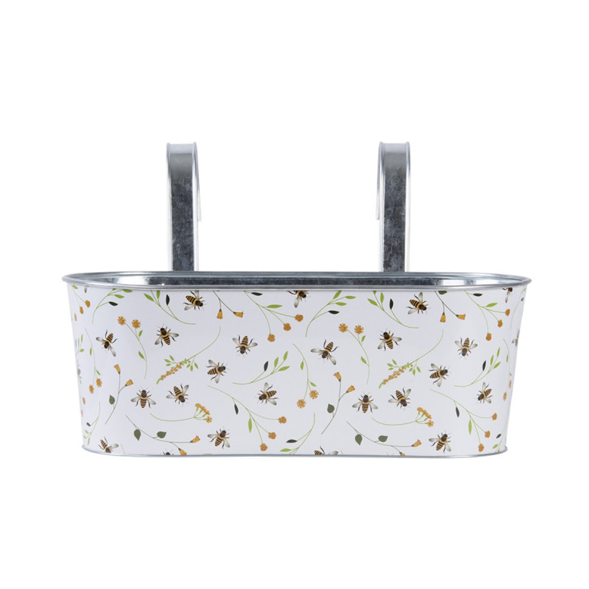 Jardinière en zinc abeilles avec crochet couleur unique, ESSCHERT DESIGN