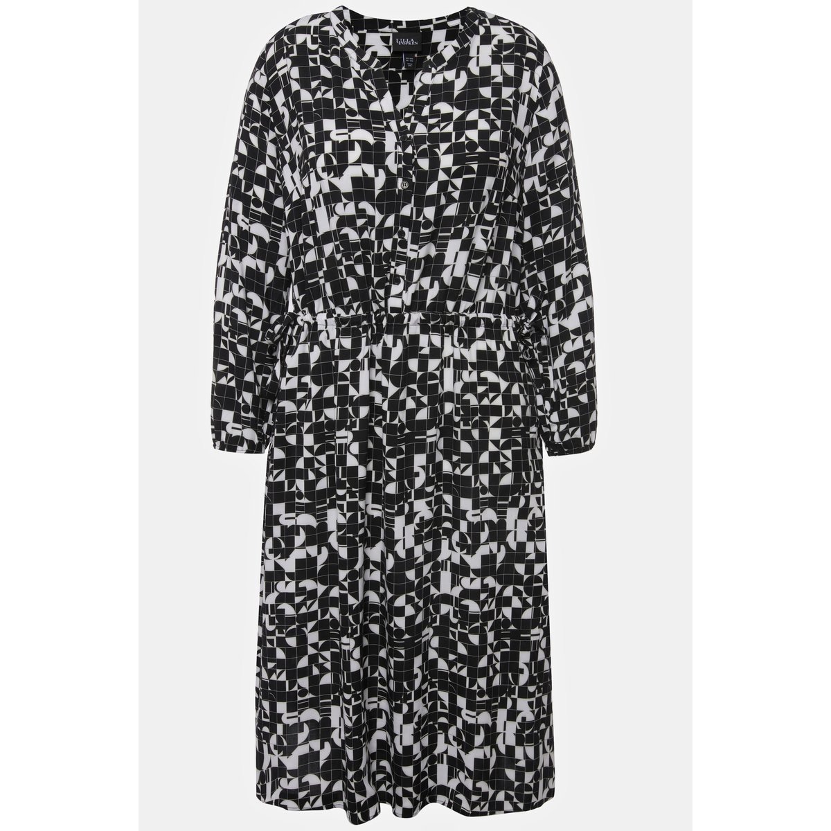 Robe à col tunisien et manches longues noir, ULLA POPKEN