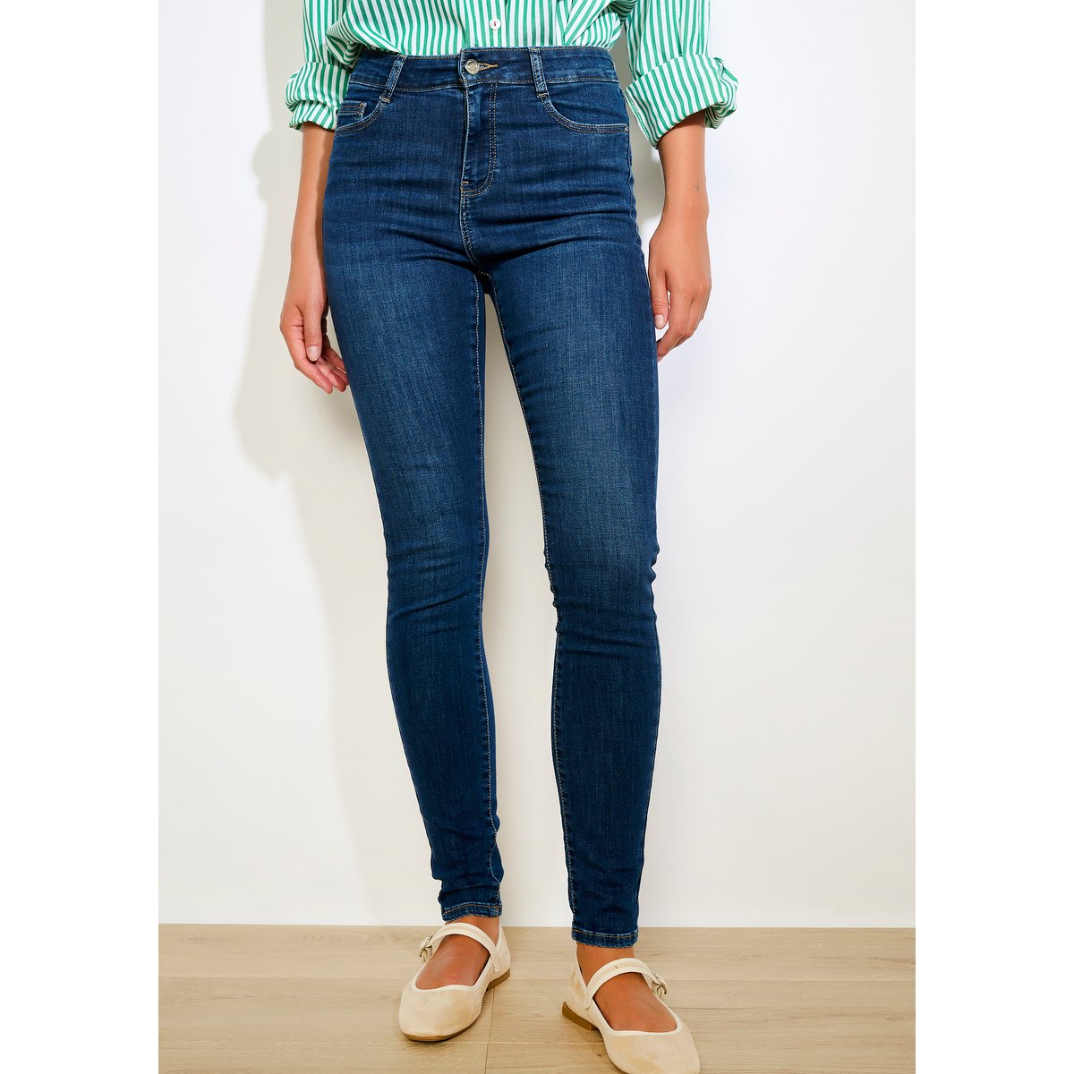 Jean skinny taille haute dark blue, LOLALIZA