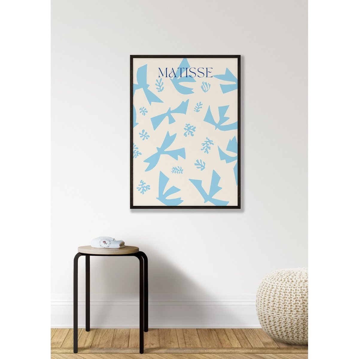 Affiche Matisse 'Oiseaux Bleus' – Abstraction aérienne blanc, L'AFFICHERIE
