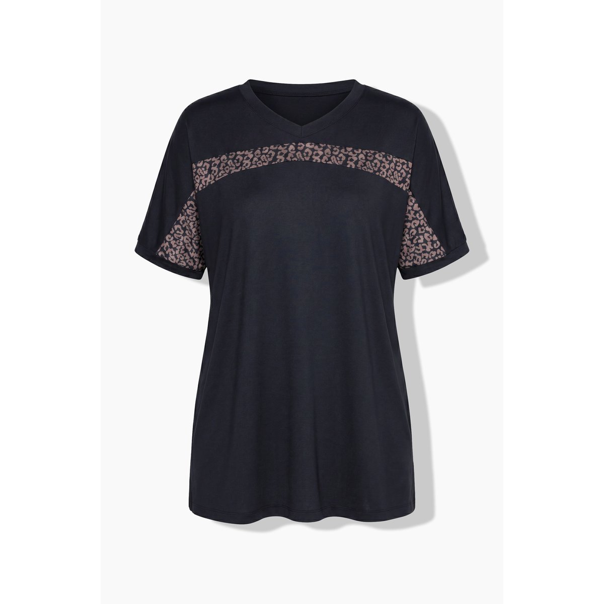 T-shirt technique à col en V et taupe foncé, ULLA POPKEN