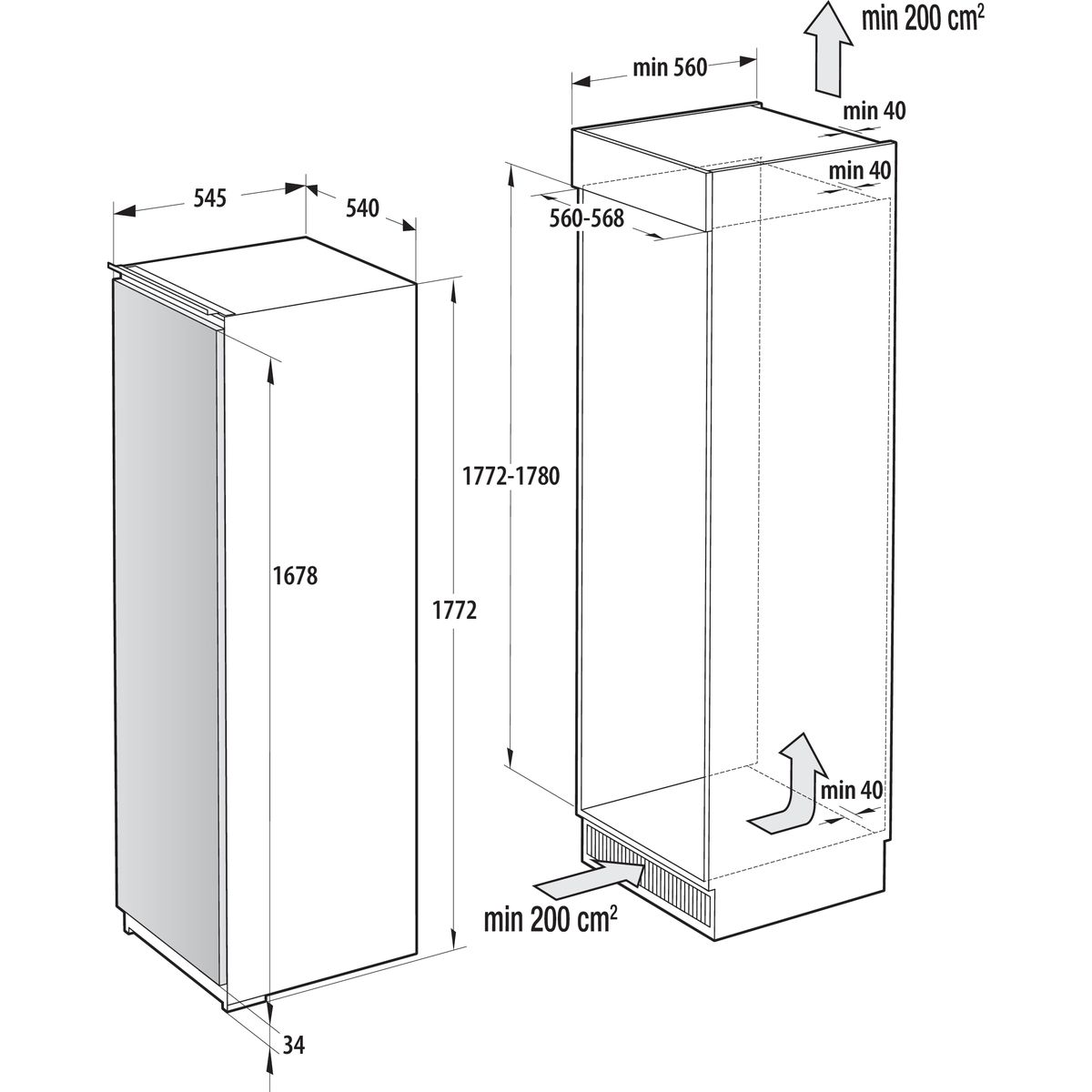 Réfrigérateur 1 porte encastrable RI517E41WF couleur unique, GORENJE