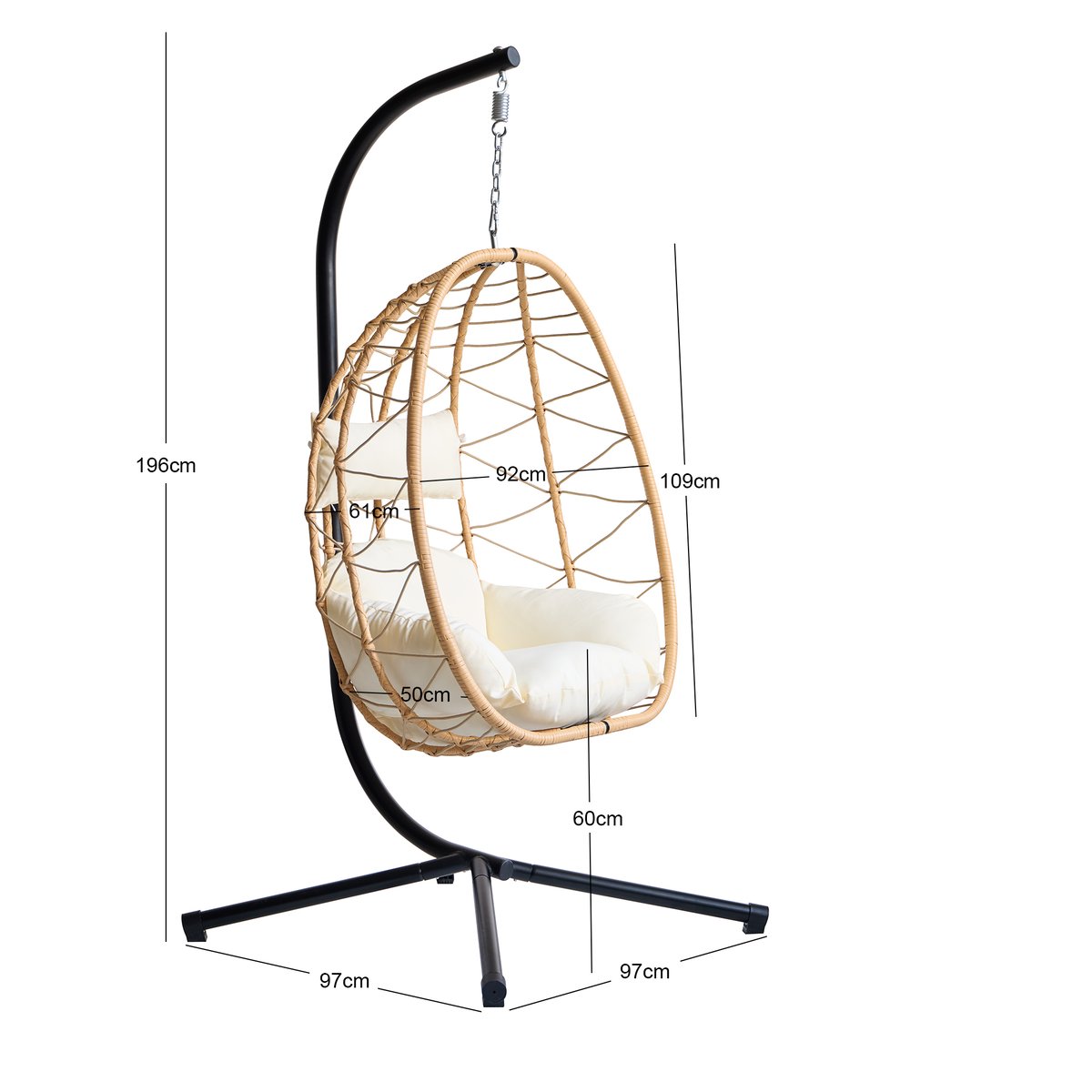 Fauteuil suspendu, rotin et métal, VENICE marron, NORDLYS