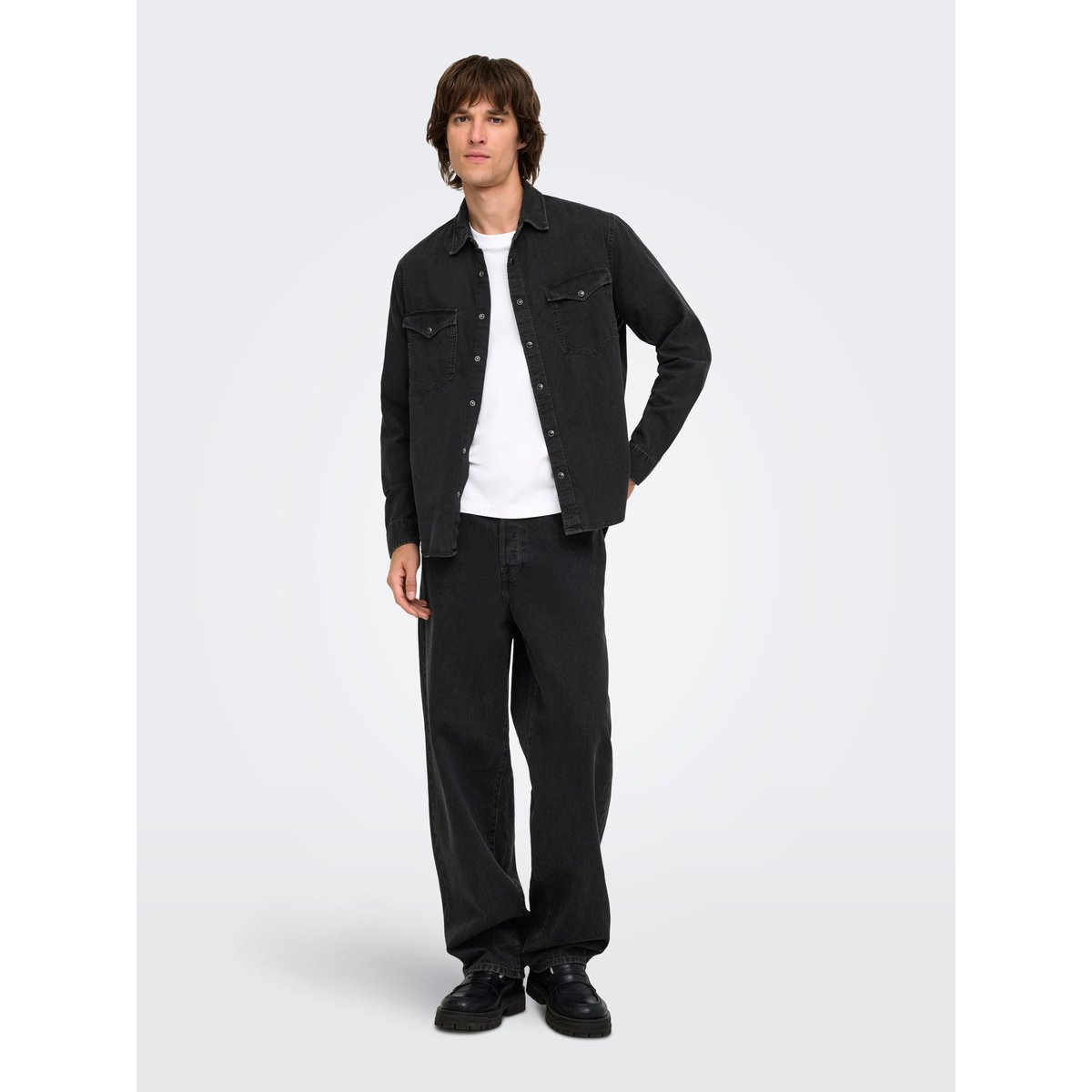 Chemise black denim, ONLY & SONS