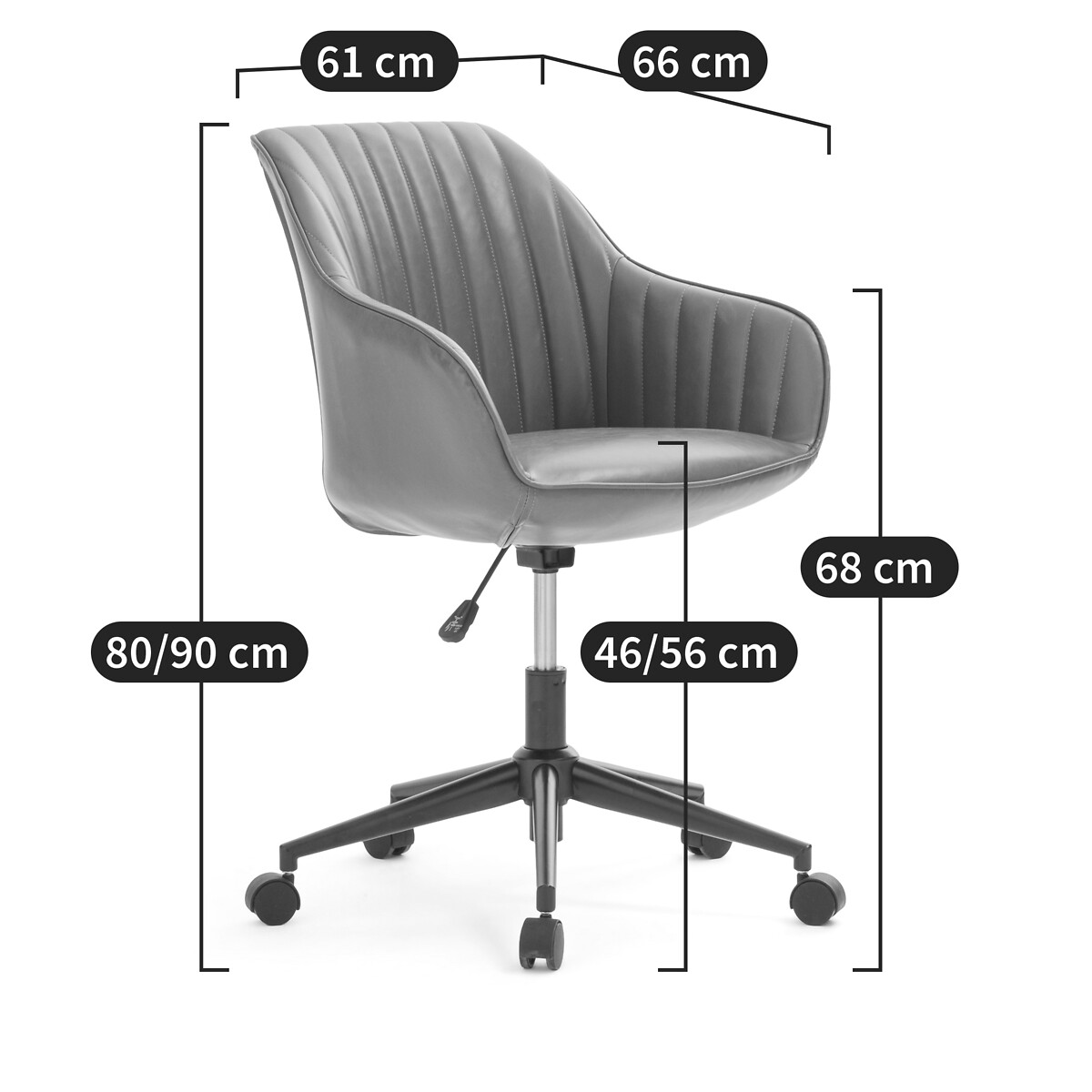 Sillón de escritorio con ruedas, Hiba coñac, LA REDOUTE INTERIEURS