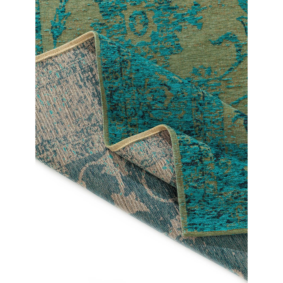 Tapis tissé à plat FRENCIE turquoise, BENUTA 