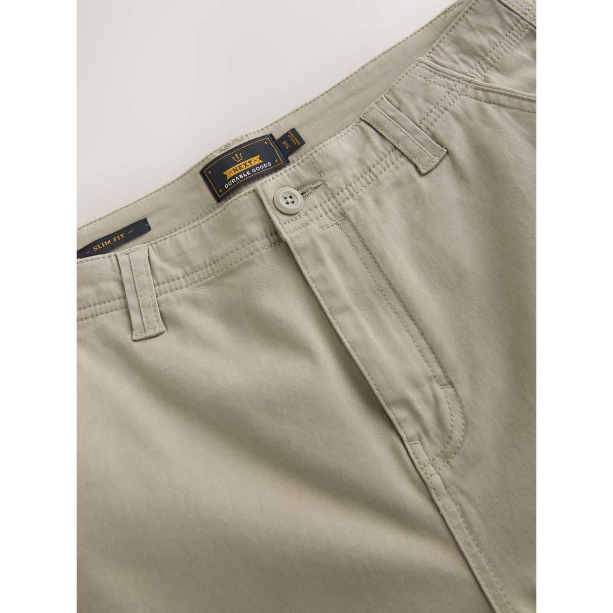 Pantalon cargo stretch en coton grège, NEXT