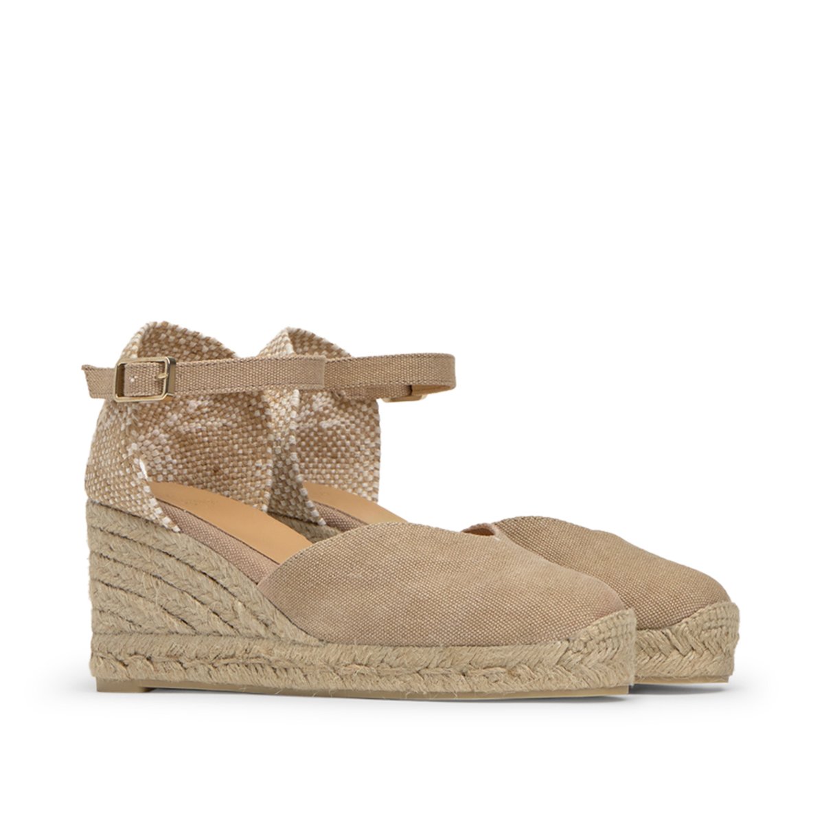 Espadrilles compensées à plateforme tressée CHIARITA LIGHT PLATFORM sable, CASTANER