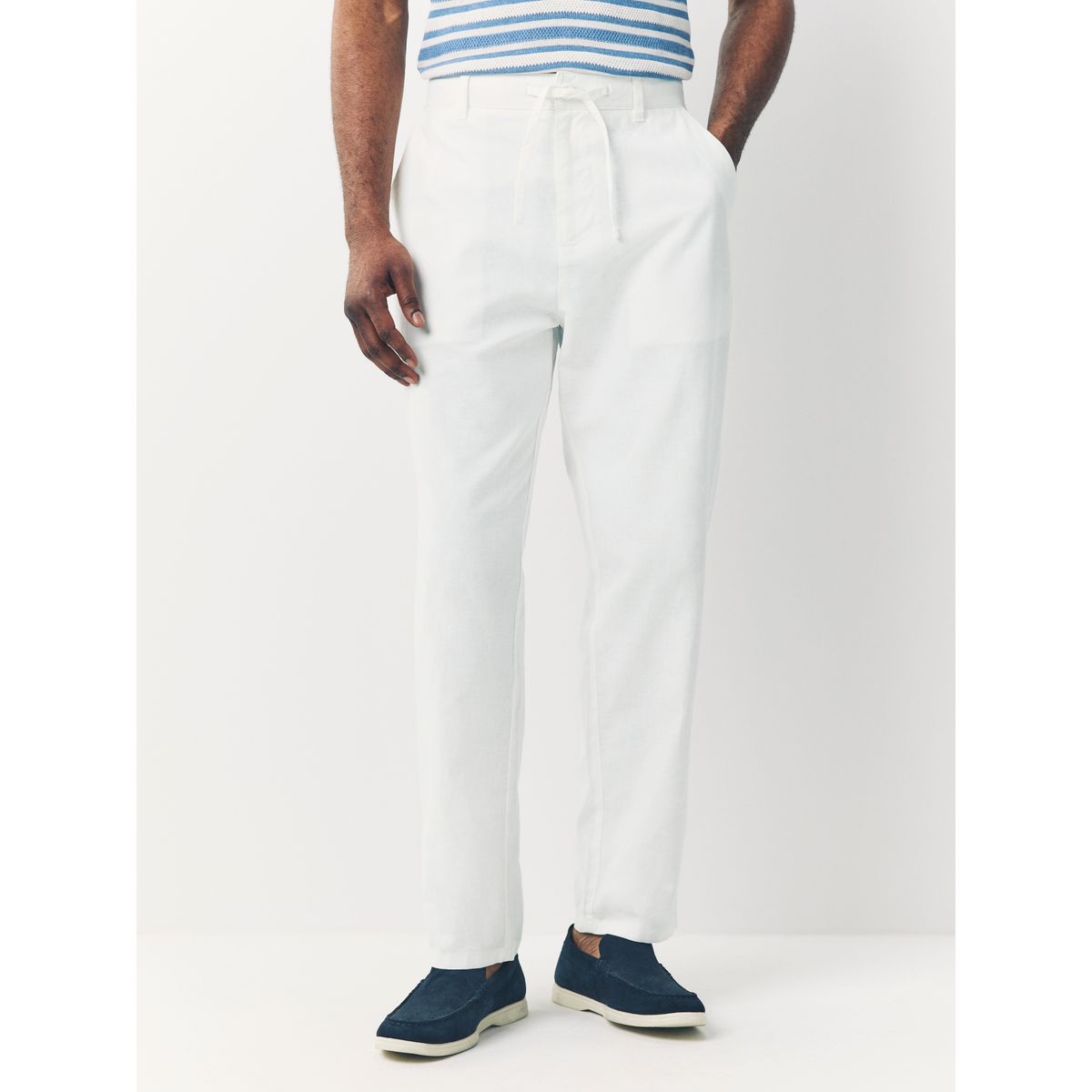 Pantalon en mélange de lin blanc, NEXT