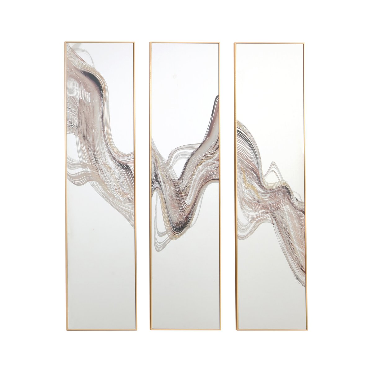 Miroir triptyque imprimé design 30x120cm or, EMDE