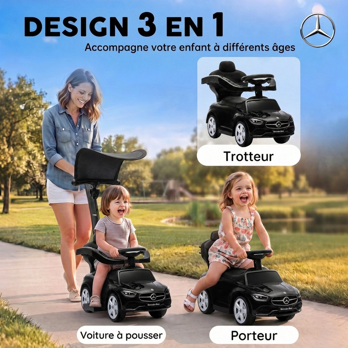 Voiture à glisse à chevaucher PP Noir noir, AIYAPLAY