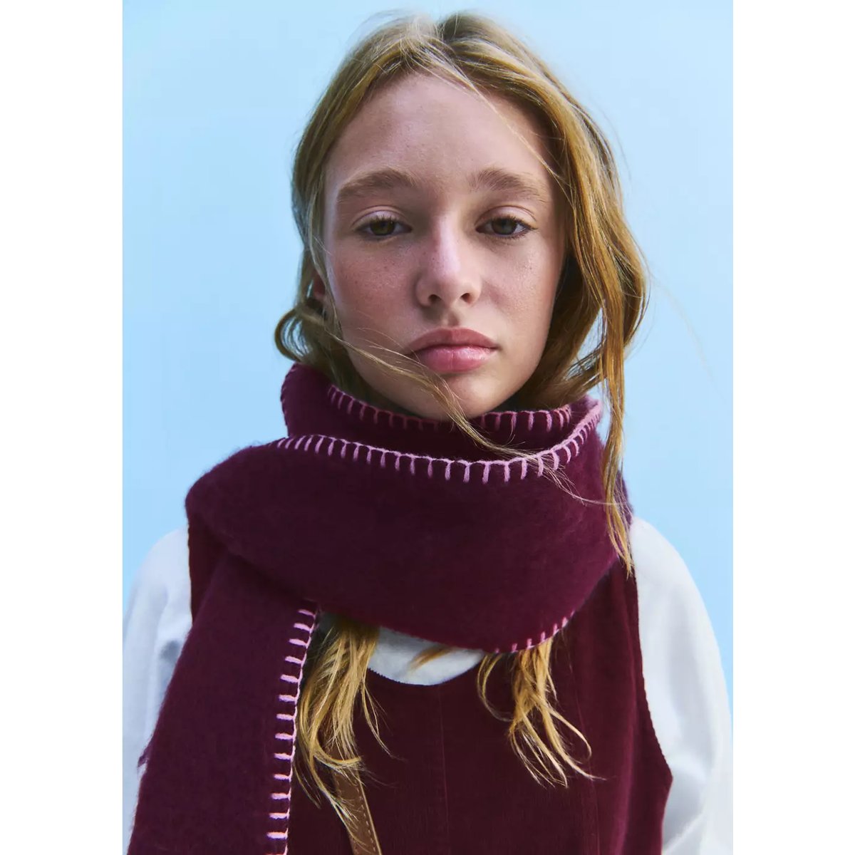 Écharpe liseré contrasté violet, MANGO KIDS