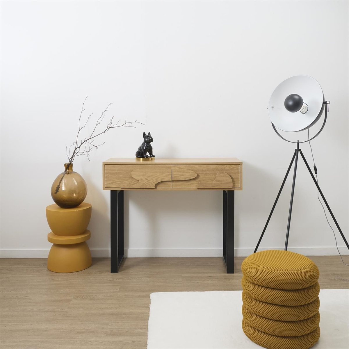 Console 2 tiroirs CALYPSO beige, THE HOME DECO FACTORY