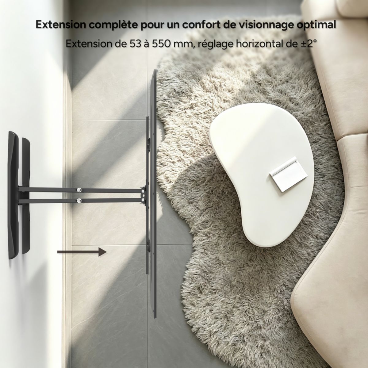 Support mural TV télé orientable-inclinable 32''-85'' couleur unique, ESSENTIEL B