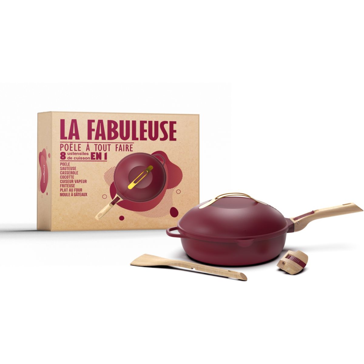 Poêle 8 en 1 La fabuleuse 28cm - Rubis rose, COOKUT