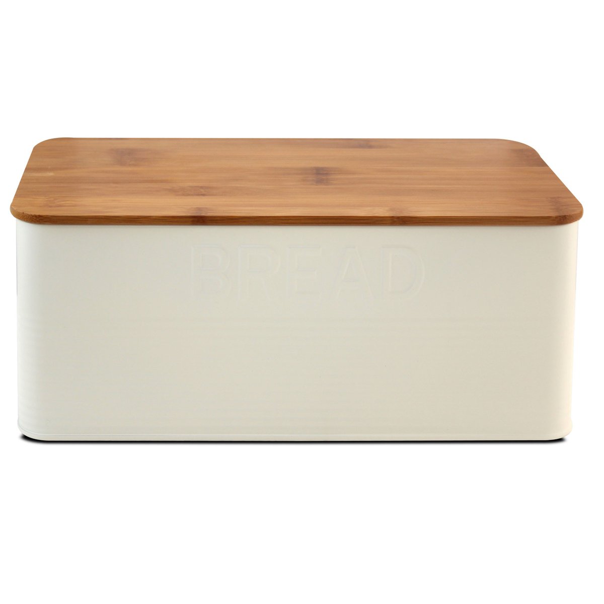 Boîte à pain en métal blanc et couvercle bambou blanc, WADIGA