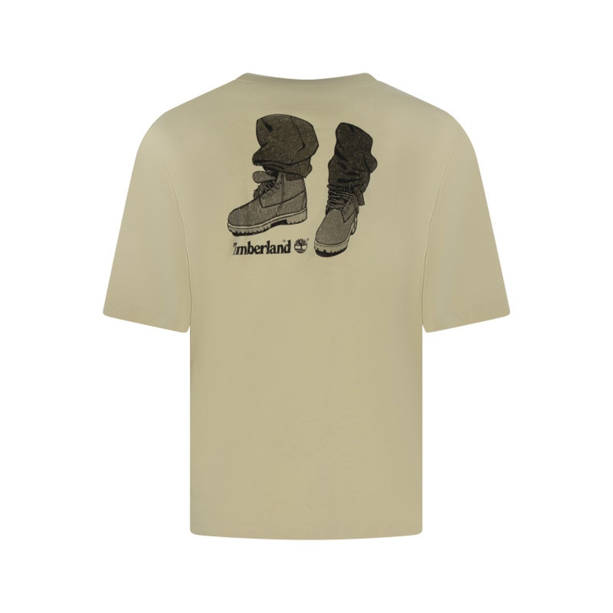 T-shirt en coton écru imprimé avec une coupe droite et des manches courtes beige, TIMBERLAND
