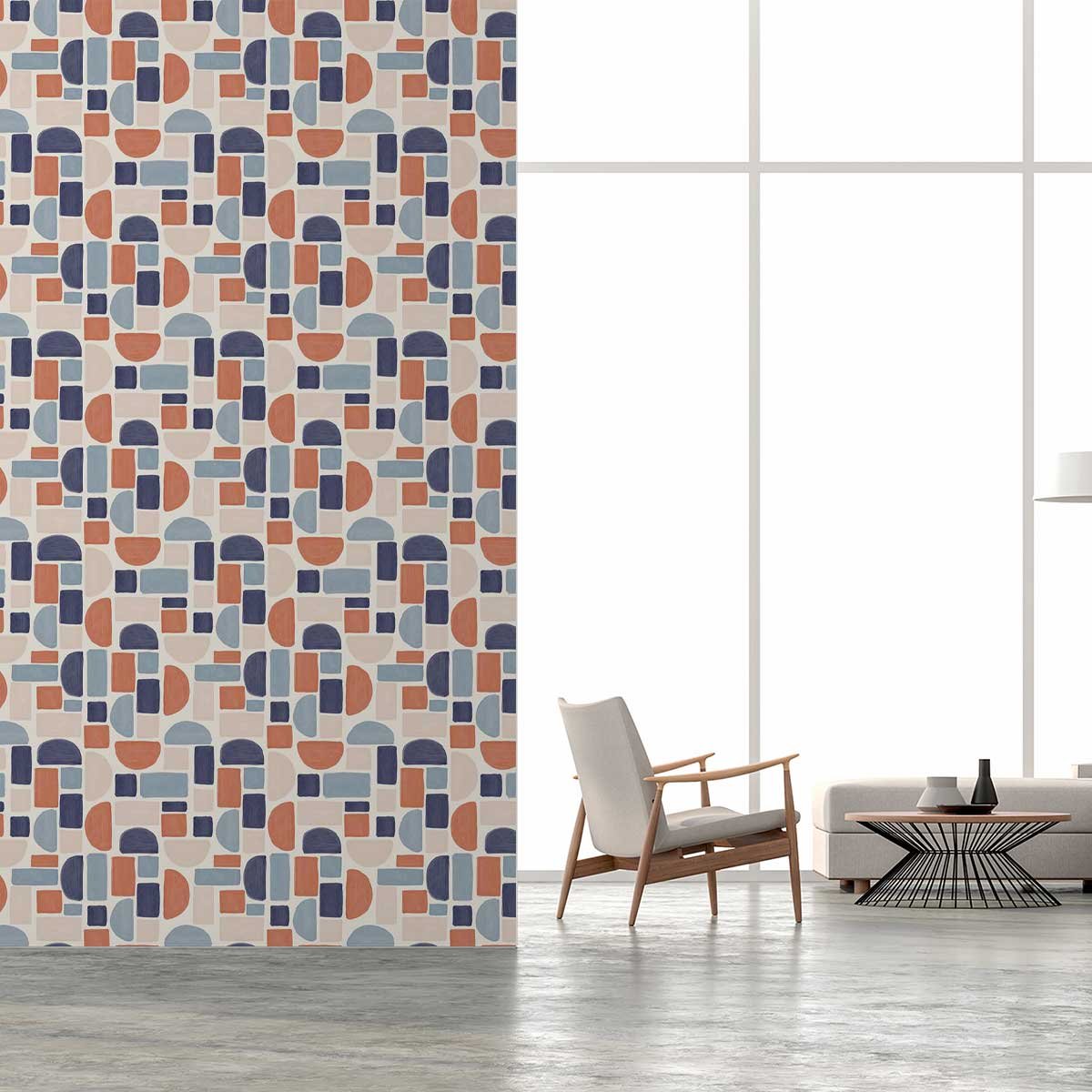 Papier peint tuiles géométriques intissé, HEXOA
