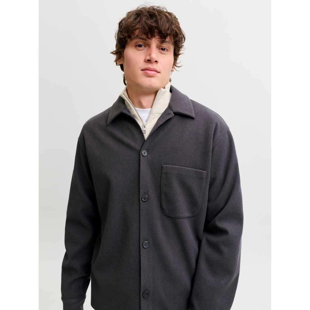 Surchemise dark grey melange, JACK & JONES