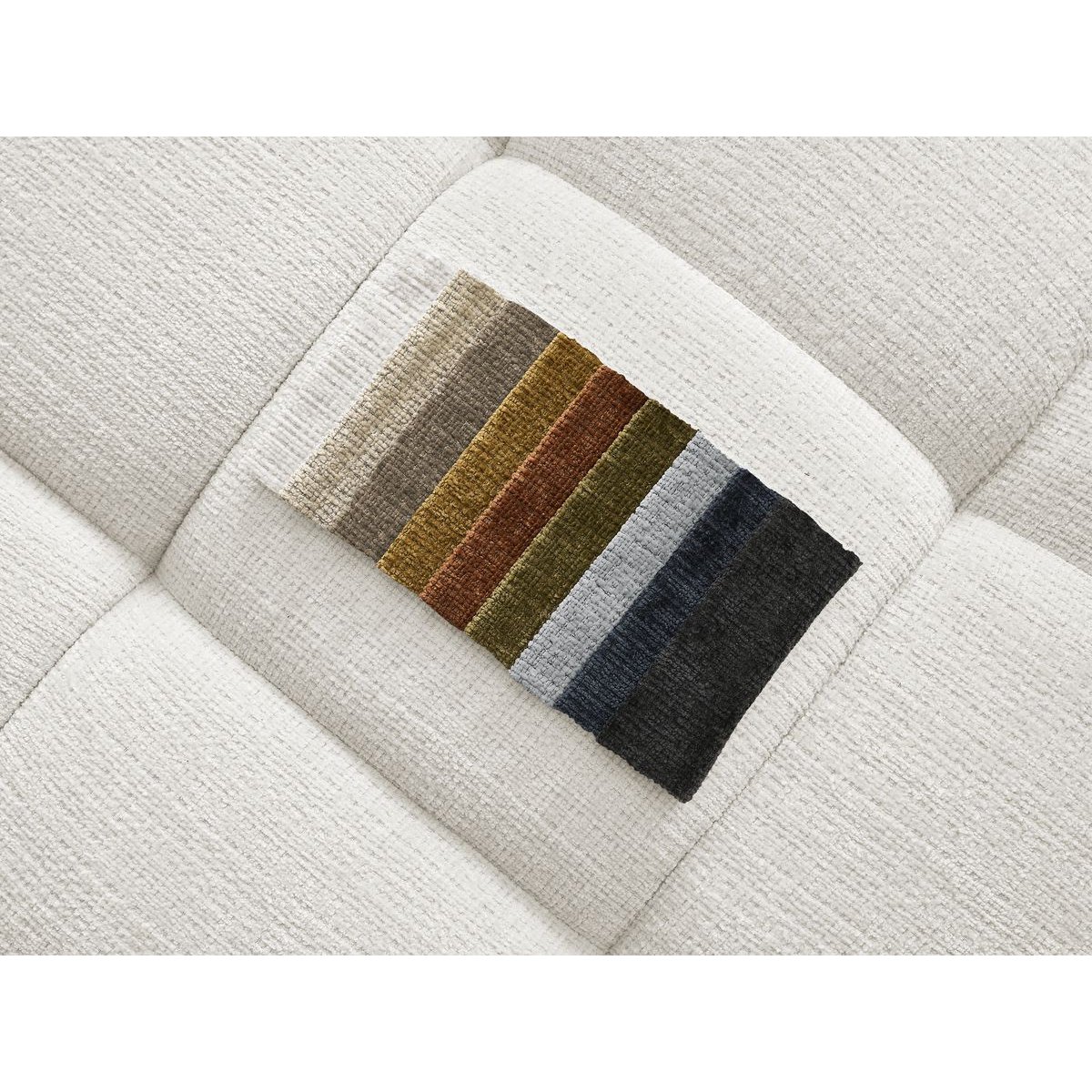 Canapé d'angle fixe 4 places en tissu texturé, IVANE blanc, BOBOCHIC