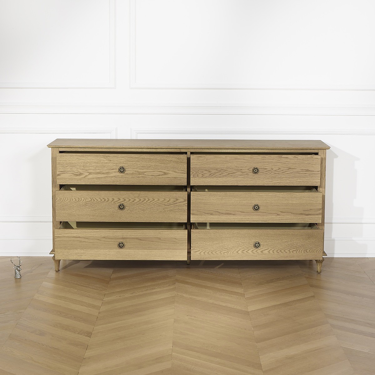 Commode en chêne 6 tiroirs OLIVIA marron, ROBIN DES BOIS