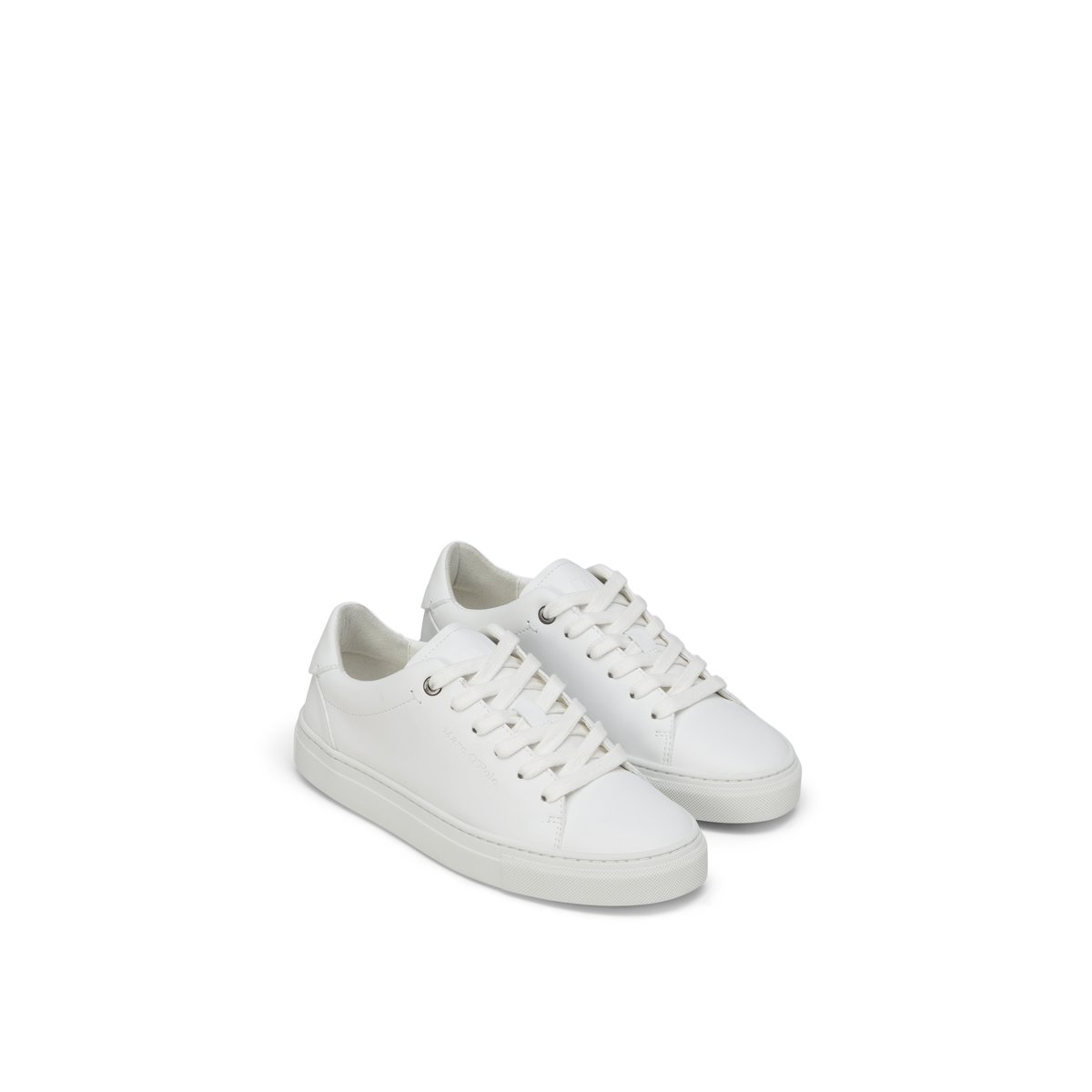 Baskets à semelles cuvette modèle Alfa en cuir nappa lisse blanc, MARC O'POLO