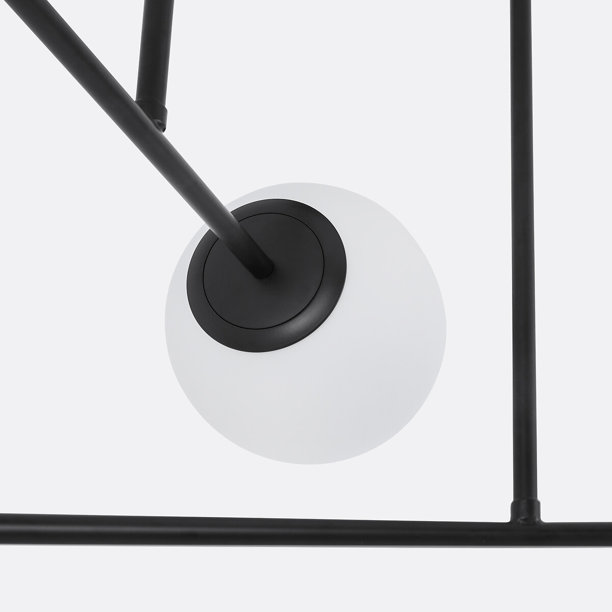 Suspension métal acier et verre opaline, Atea noir, LA REDOUTE INTERIEURS