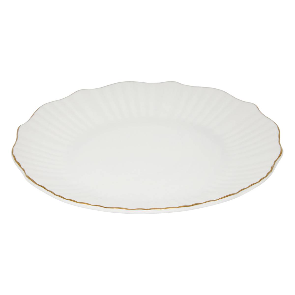Lot de 6 assiettes dessert rondes en porcelaine DAPHNE blanc, ATMOSPHERA