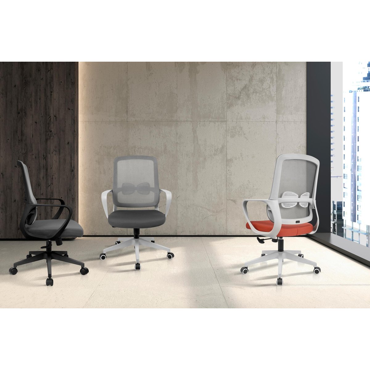 Chaise de bureau, LEAH gris-blanc, HISPANOHOGAR