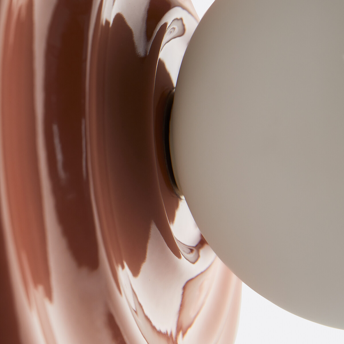 Holi Wall Or Ceiling Light in Ceramic and Opaline Glass, Diameter 24.5cm terracotta, LA REDOUTE INTERIEURS